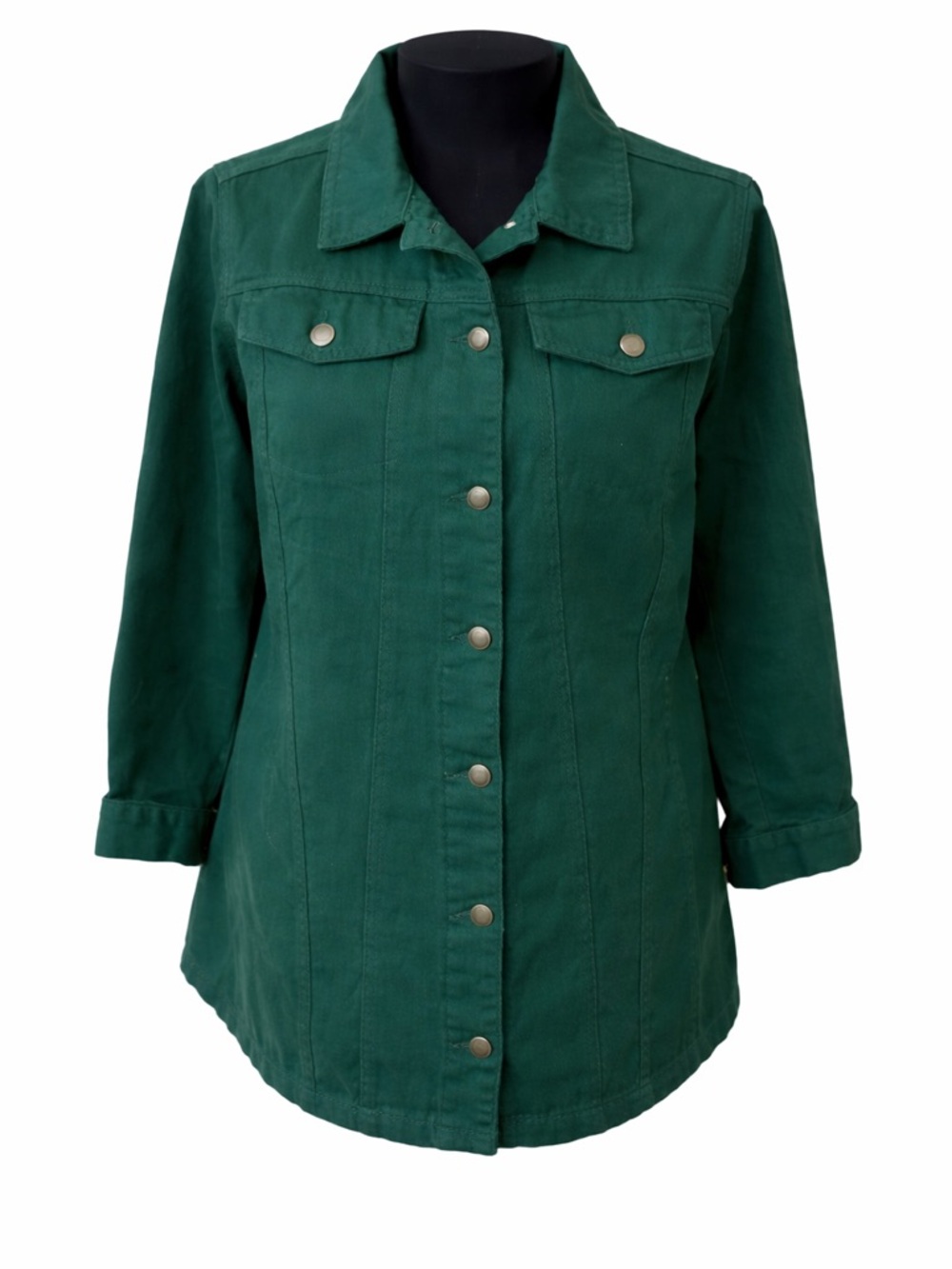Jessica London Green Utility Jacket 12W Plus Size Cotton Shacket Button Front
